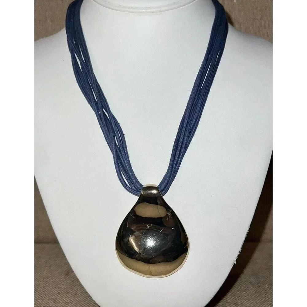 ST Thomas Multi Cord Large Hold Tone Pendant Necklace